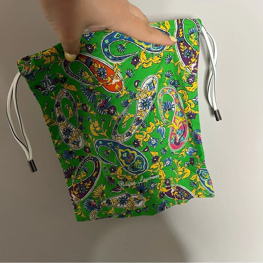 Ralph Lauren Purple Label Amalfi Paisley Print Swim Shorts In Green Men's Large